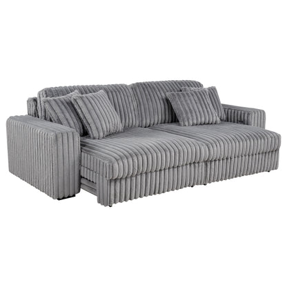 Jacana Corduroy Upholstered Dual Power Chaise Sofa Grey