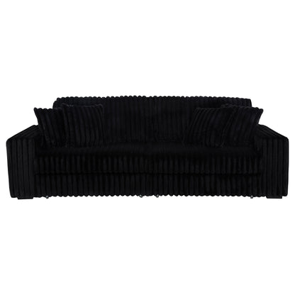 Jacana Corduroy Upholstered Dual Power Chaise Sofa Black