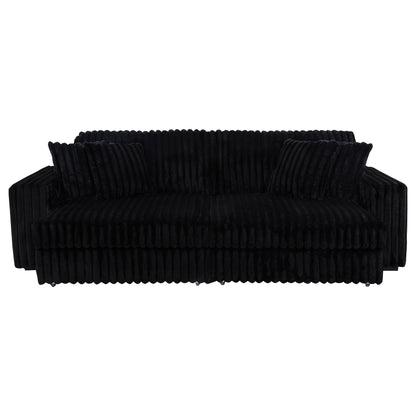 Jacana Corduroy Upholstered Dual Power Chaise Sofa Black