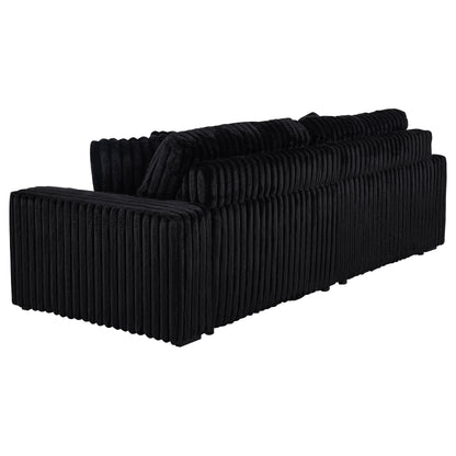 Jacana Corduroy Upholstered Dual Power Chaise Sofa Black
