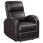 Sillón reclinable eléctrico tapizado Grant marrón
