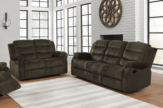 Rodman Upholstered Reclining Sofa Set Olive Brown