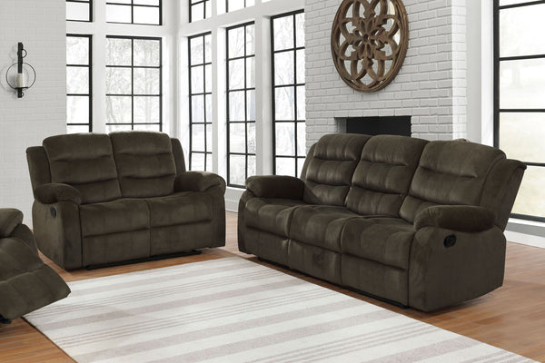 Rodman Upholstered Reclining Sofa Set Olive Brown