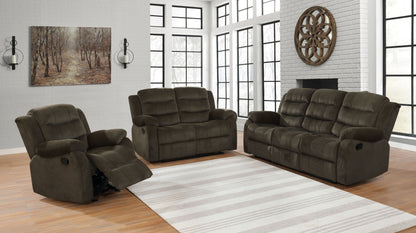 Rodman Upholstered Reclining Sofa Set Olive Brown