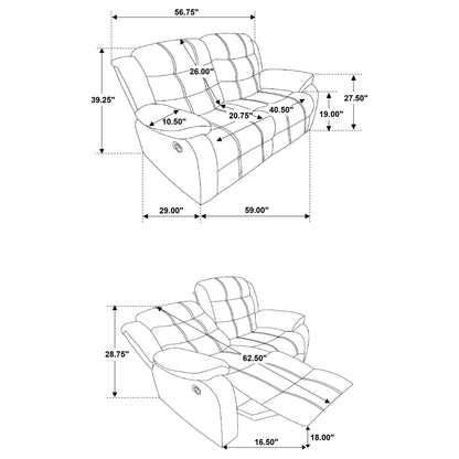 Rodman Upholstered Padded Arm Reclining Loveseat Olive Brown