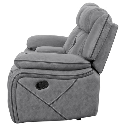 Sofá reclinable Higgins tapizado con movimiento, color gris