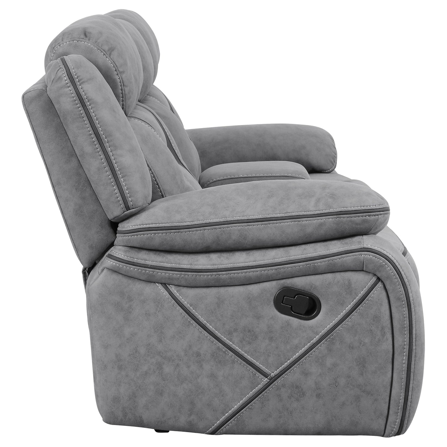 Sofá reclinable Higgins tapizado con movimiento, color gris