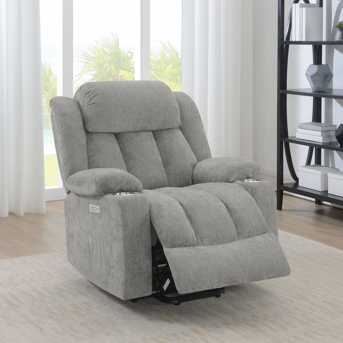 Sillón reclinable eléctrico tapizado Houston color camello