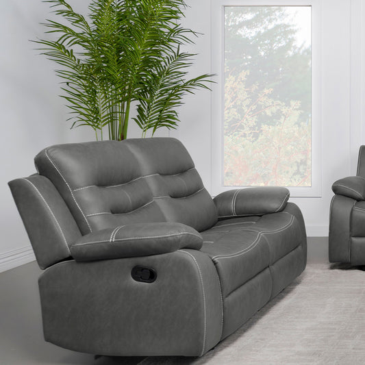 Nova Dark Grey Reclining Loveseat with Padding