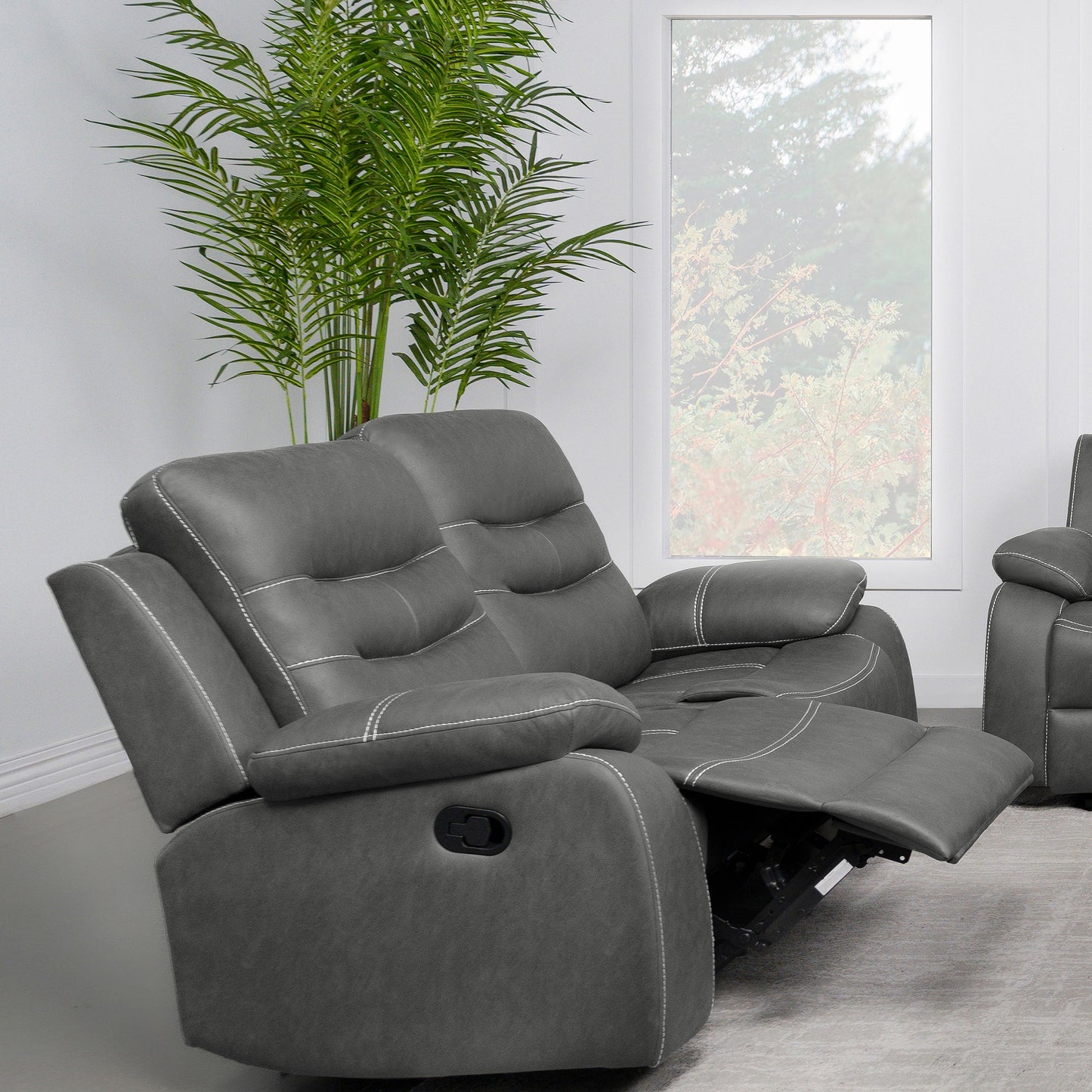 Nova Dark Grey Reclining Loveseat with Padding
