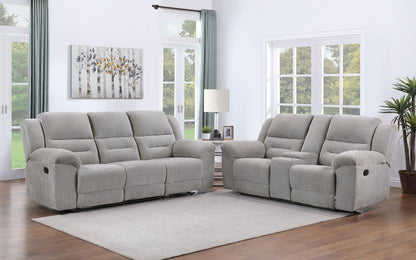 Gilson Chenille Upholstered Reclining Sofa Set Grey