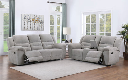 Gilson Chenille Upholstered Reclining Sofa Set Grey