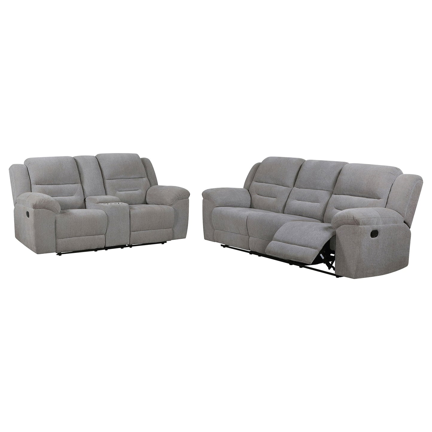 Gilson Chenille Upholstered Reclining Sofa Set Grey