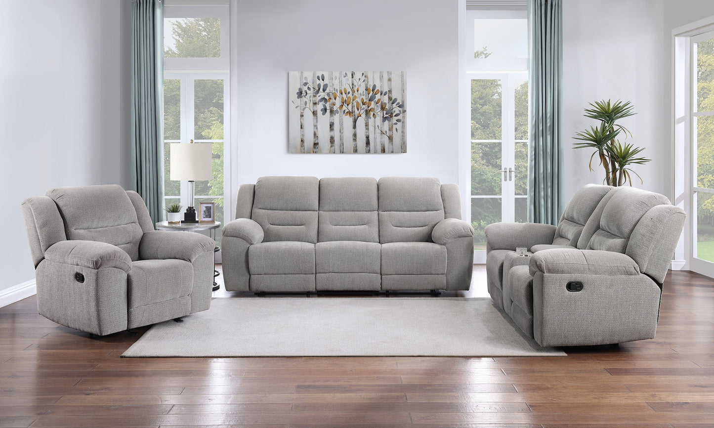 Gilson Chenille Upholstered Reclining Sofa Set Grey