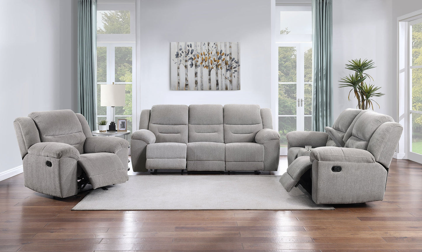 Gilson Chenille Upholstered Reclining Sofa Set Grey