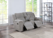 Sofá de dos plazas reclinable tapizado en chenilla Gilson, color gris