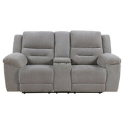 Sofá de dos plazas reclinable tapizado en chenilla Gilson, color gris