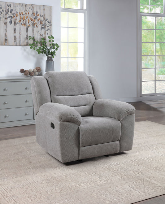 Sillón reclinable tapizado en chenilla Gilson, gris