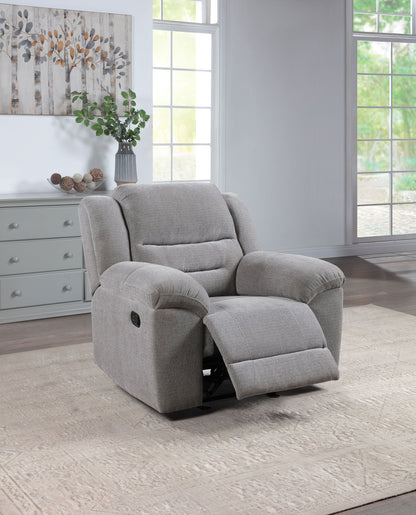 Sillón reclinable tapizado en chenilla Gilson, gris