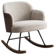 Mecedora Paige Boucle con respaldo medio tapizada en beige