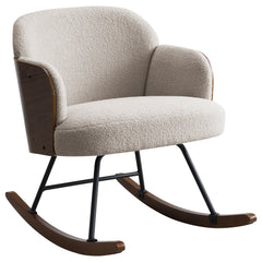 Mecedora Paige Boucle con respaldo medio tapizada en beige
