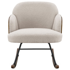 Mecedora Paige Boucle con respaldo medio tapizada en beige