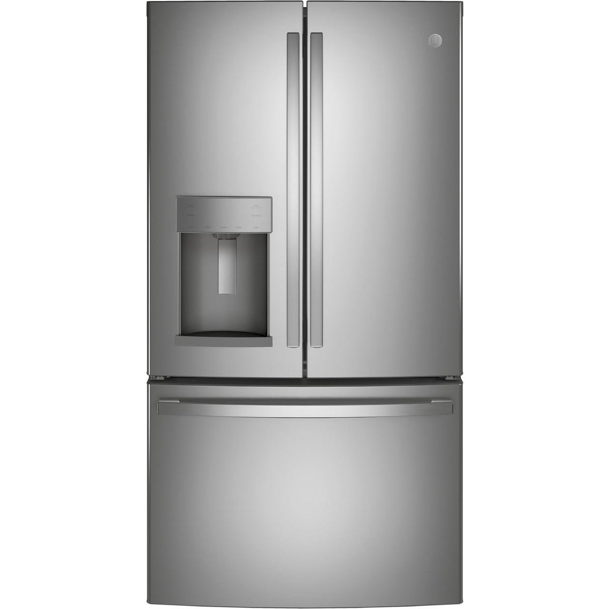  GE 36-inch, 27.8 cu.ft. Freestanding French 3-Door Refrigerator with Ice and Water Dispensing System GFE28GYNFS IMAGE 1