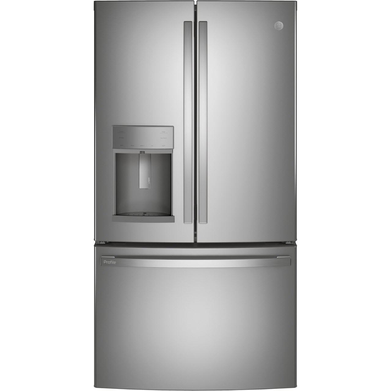  GE Profile 36-inch, 22.2 cu.ft. Counter-Depth French 3-Door Refrigerator with Water and Ice Dispensing System PYE22KYNFS IMAGE 1