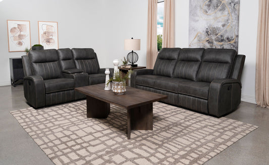 Raelynn Upholstered Reclining Sofa Set Grey