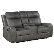 Loveseat tapizado con brazo articulado y movimiento Raelynn, color gris