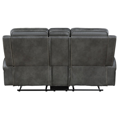 Loveseat tapizado con brazo articulado y movimiento Raelynn, color gris