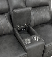 Loveseat tapizado con brazo articulado y movimiento Raelynn, color gris