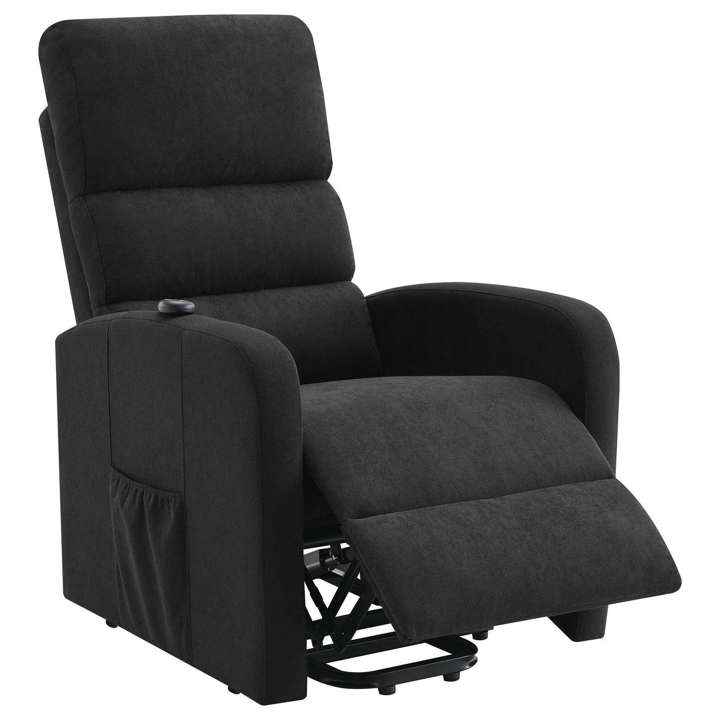 Sillón reclinable eléctrico tapizado Amsdell con control remoto, color negro