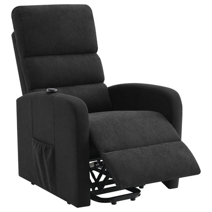 Sillón reclinable eléctrico tapizado Amsdell con control remoto, color negro