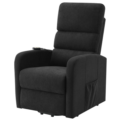Sillón reclinable eléctrico tapizado Amsdell con control remoto, color negro