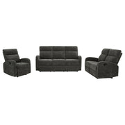 Hamilton 3-piece Chenille Manual Reclining Sofa Set Charcoal Grey