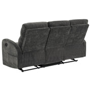 Hamilton 3-piece Chenille Manual Reclining Sofa Set Charcoal Grey