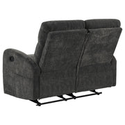 Hamilton 3-piece Chenille Manual Reclining Sofa Set Charcoal Grey