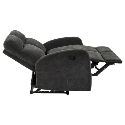 Hamilton 3-piece Chenille Manual Reclining Sofa Set Charcoal Grey