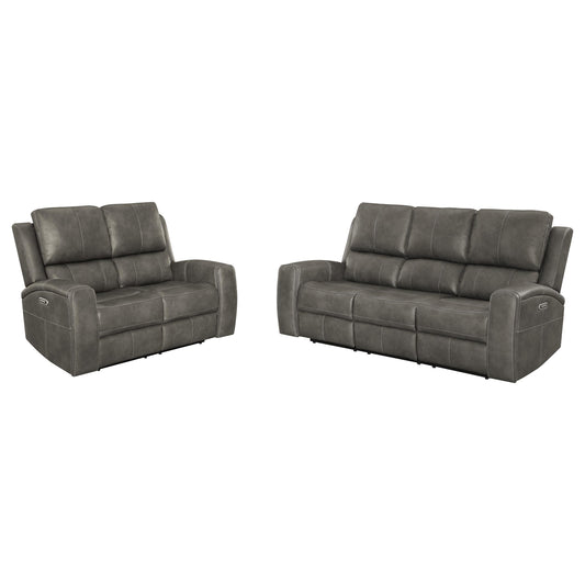 Brickston Triple Power Reclining Sofa Set Charcoal