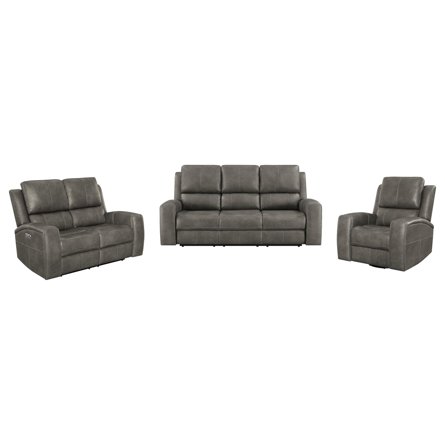 Brickston Triple Power Reclining Sofa Set Charcoal