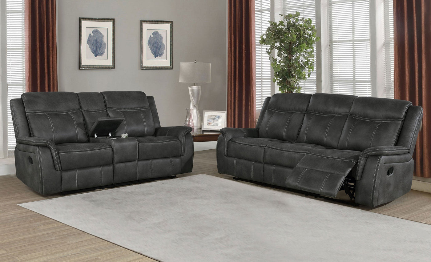 Conjunto de sofá reclinable tapizado Lawrence color carbón