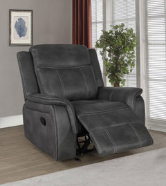 Sillón reclinable con brazos acolchados y tapizado Lawrence, color carbón