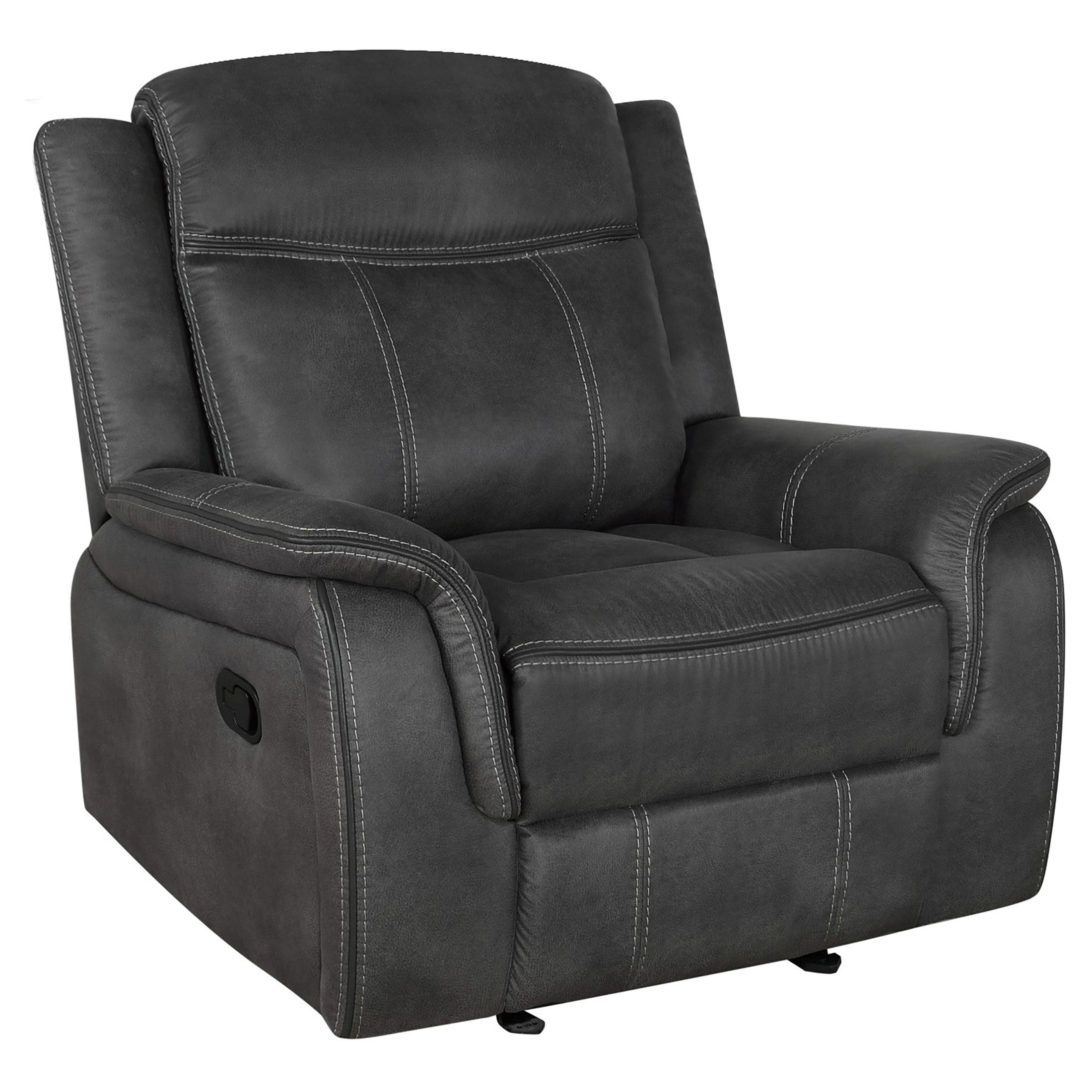 Sillón reclinable con brazos acolchados y tapizado Lawrence, color carbón