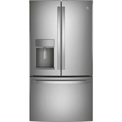  GE Profile 36-inch, 27.7 cu.ft. Freestanding French 3-Door Refrigerator with External Water and Ice Dispensing System PFE28KYNFS IMAGE 1