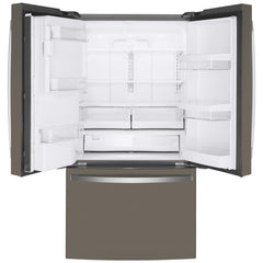  GE 36-inch, 22.1 cu.ft. Counter-Depth French 3-Door Refrigerator with external water and ice dispensing system GYE22GMNES IMAGE 3
