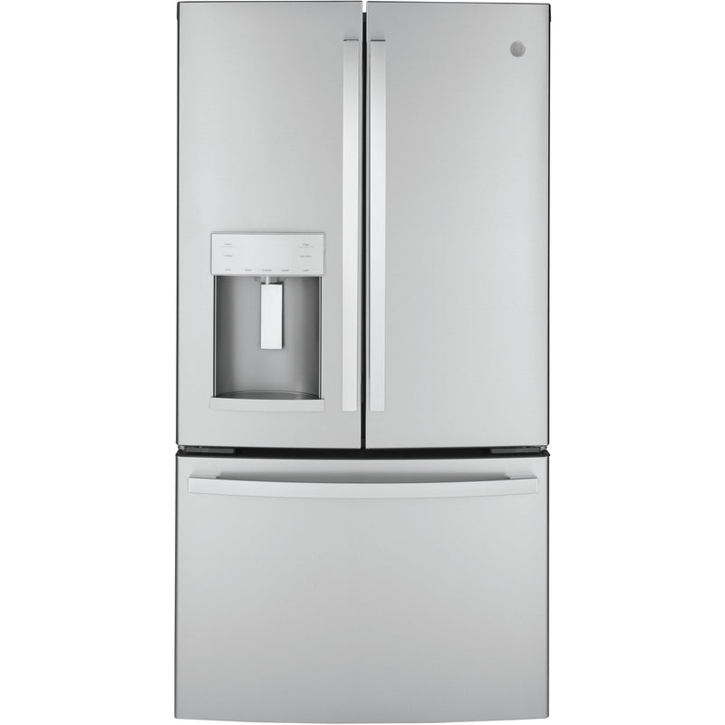 GE 36-inch, 22.1 cu.ft. Counter-Depth French 3-Door Refrigerator with external water and ice dispensing system GYE22GYNFS
