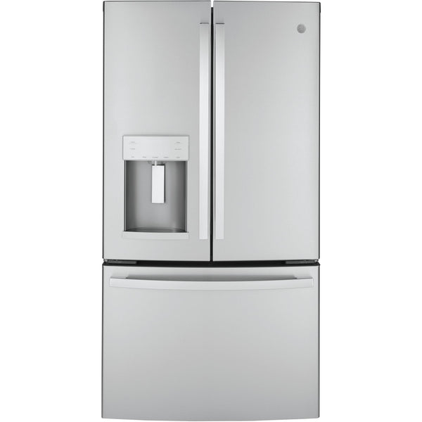 GE 36-inch, 22.1 cu.ft. Counter-Depth French 3-Door Refrigerator with external water and ice dispensing system GYE22GYNFS