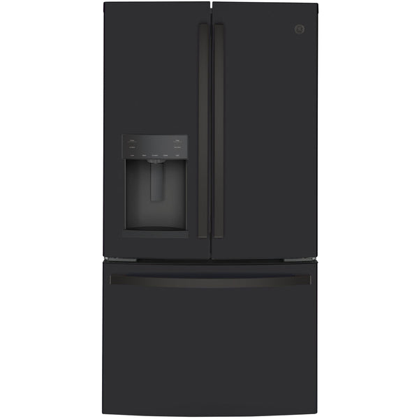 GE 36-inch, 22.1 cu.ft. Counter-Depth French 3-Door Refrigerator with external water and ice dispensing system GYE22GENDS