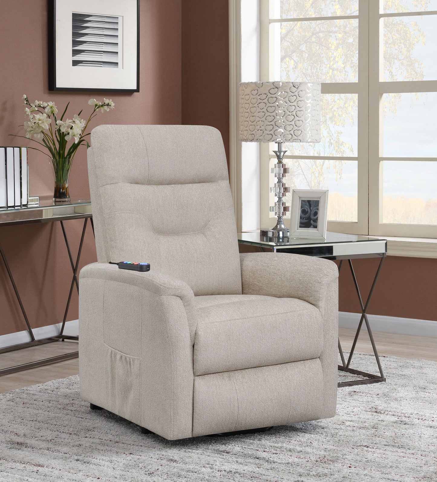 Sillón de masaje eléctrico tapizado Henrietta beige
